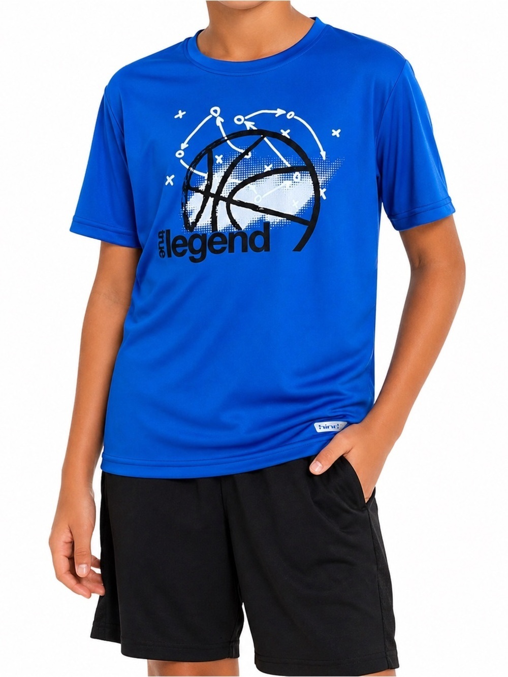 Hind Boys Basketball Graphic Tee Blue Athletic Shirt NWT 14/16
